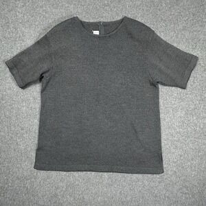 Aloral Charcoal Knit Top XL Built In Bra Zip Back Short Sleeve